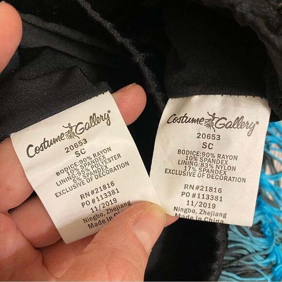 Costume Gallery dance 2 piece blue turquoise fringe tip skirt 20653 child SC - Picture 7 of 10